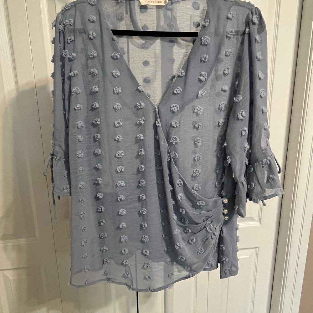 Solitaire Swiss Dot Blue Blouse